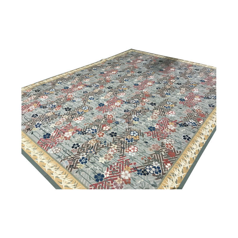 Hand-Knotted High-Quality Multi-Colored-Colored and Gold Area Rug, Rectangle 8'11" x 11'11"