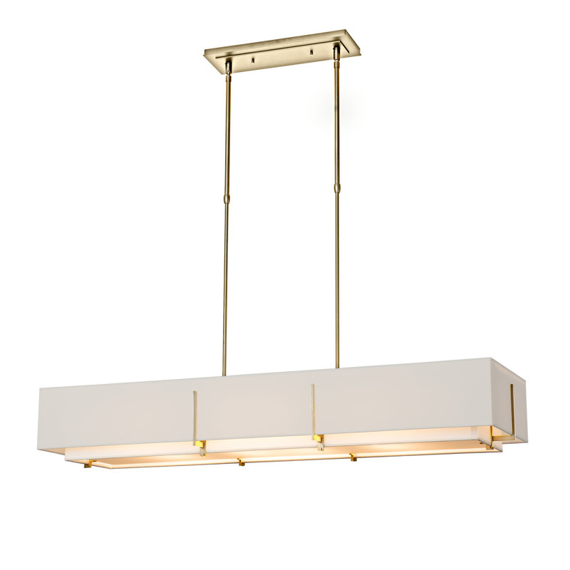 Exos 4 - Light Unique/Statement Linear Pendant, Flax Shade, Modern Brass