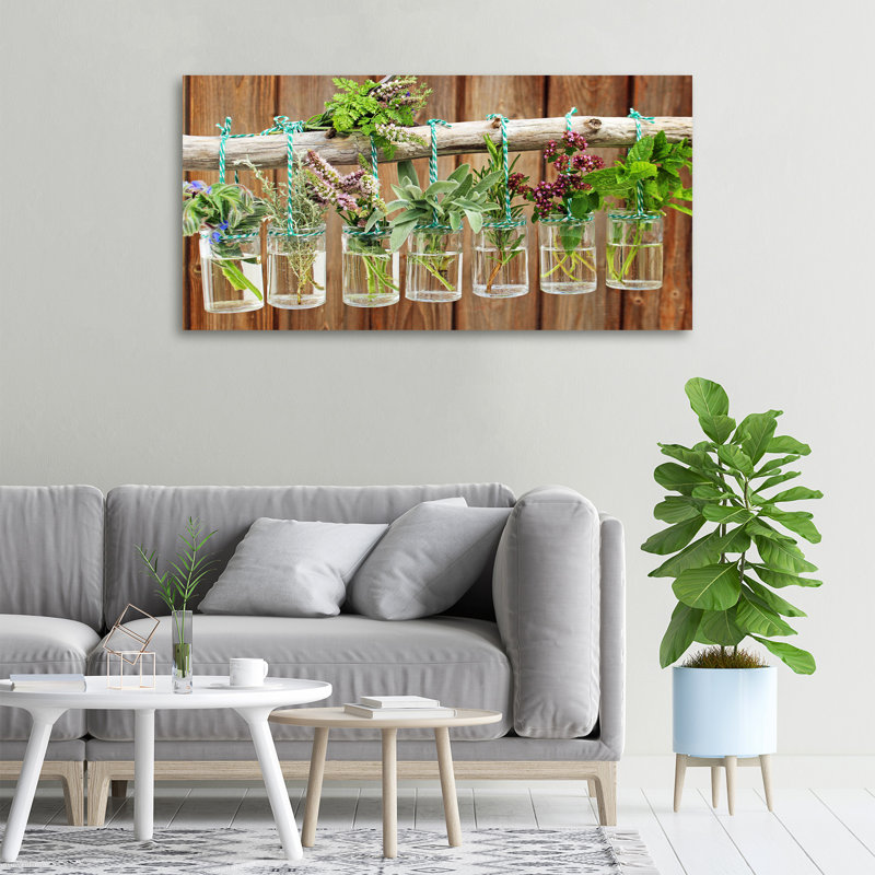 Herbs In Jars - No Frame Print on Canvas