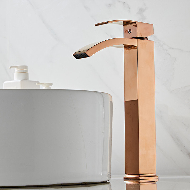 Bathroom Faucet with Drain Assembly, Rose Gold