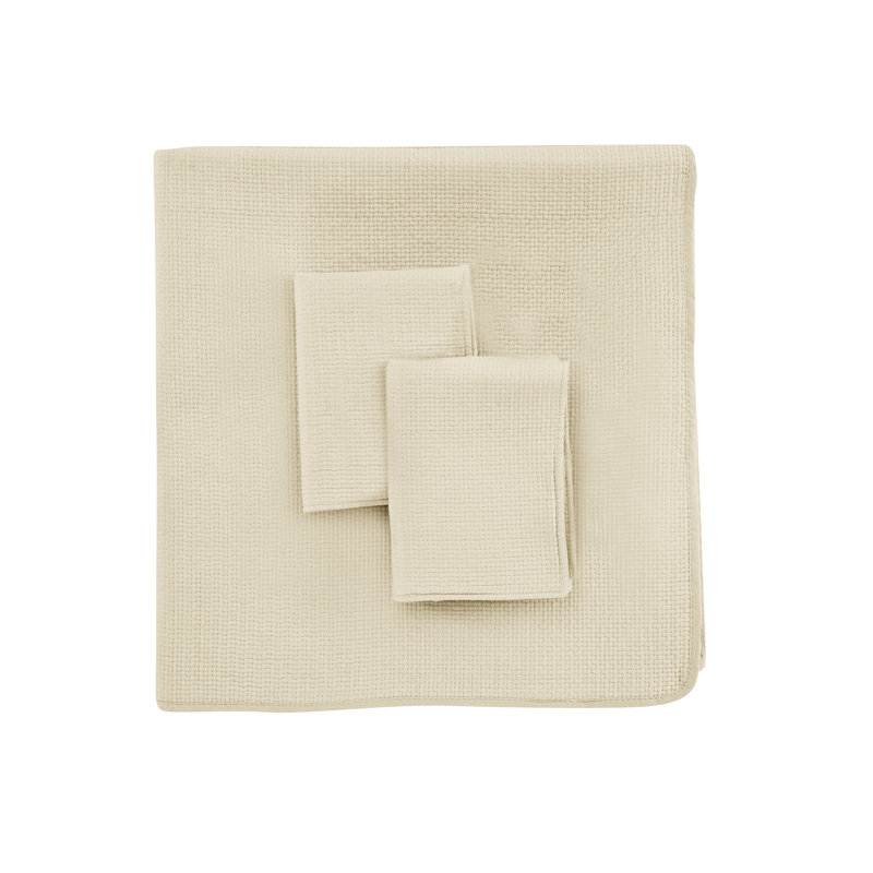 Sedna Modern & Contemporary Cotton Quilt, King Quilt + 2 King Shams, White