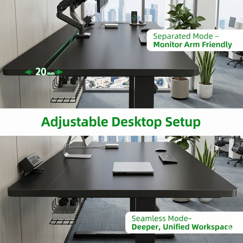 Electric Standing Desk With Flip-up Cable Management