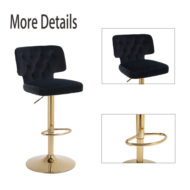 Tabouret à hauteur réglable Jeimmy, Noir