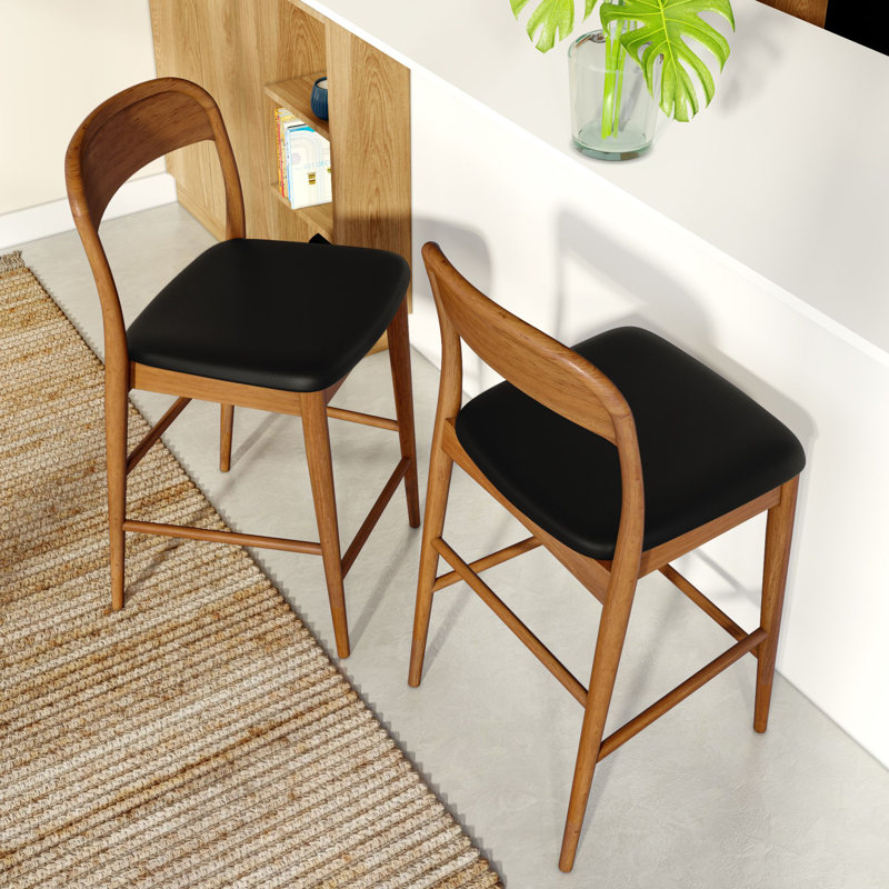 Loar Upholstered Counter Stool, Pecan/Black, 2