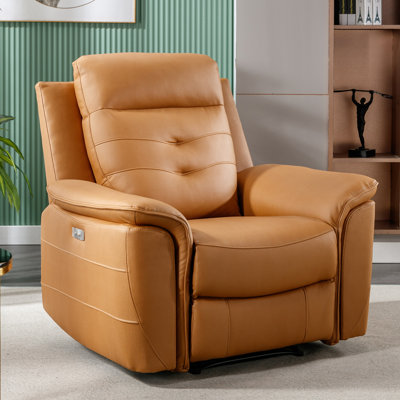 Alteo 39.4" Wide Modern Vegan Leather Power Recliner Chair with USB