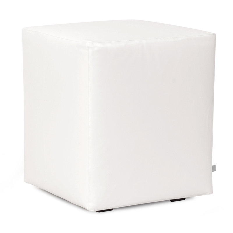 Azemar Box Cushion Ottoman Slipcover, Avanti White