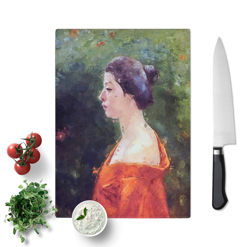 Tempered Glass Women in Clothing by Kuroda Seiki Chopping Board, 28.5cm W x 39cm L