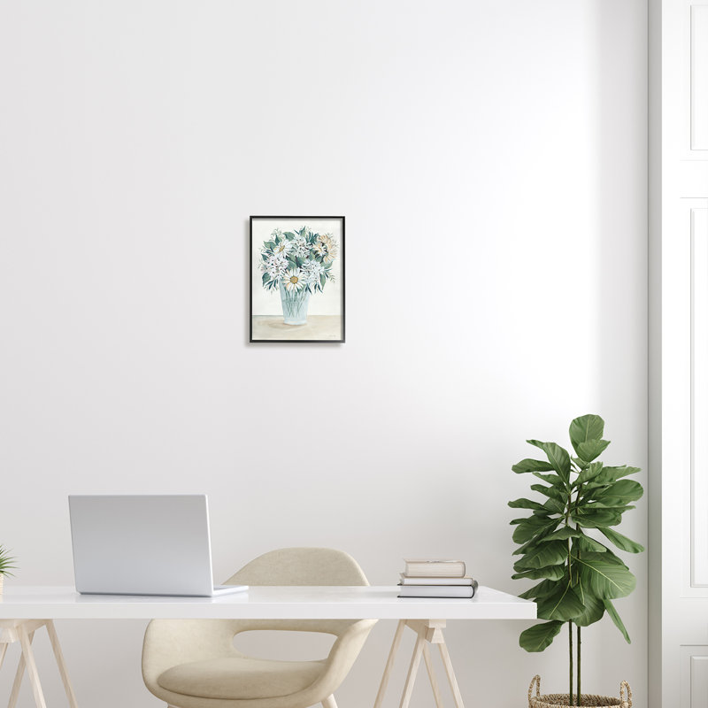 Bouquet de fleurs de marguerites, Giclée encadrée noir minuit, 14" H x 11" W x 1.5" D