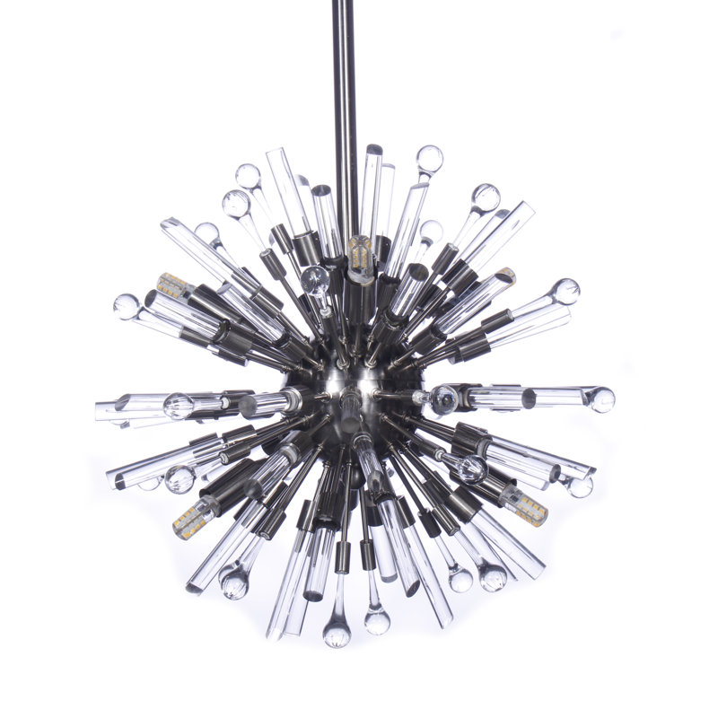Luminaire suspendu spoutnik 6 lumières Laurel, Nickel satiné