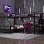 Lit mezzanine simple et double en L avec garde-robe encastré et bureau avec, lit, finition noire, maximisant le sommeil, bureau optimisant la hauteur de 68,1 po, conception moderne, métal, idéal pour