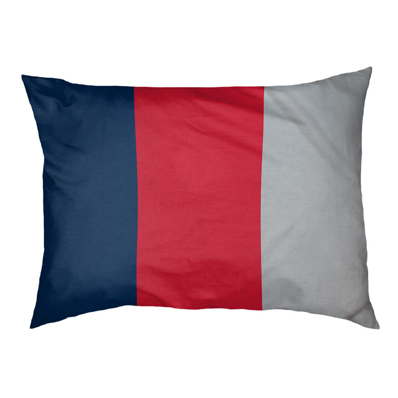 Coussin Washington, Grand (l 40 po x P 30 po x H 14 po), Bleu marine / rouge / argent