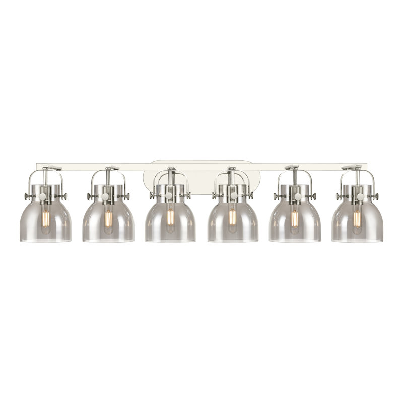 Éclairage pour meuble-lavabo mural 6 po Skycrest, Fumée, Nickel poli, Six lumières