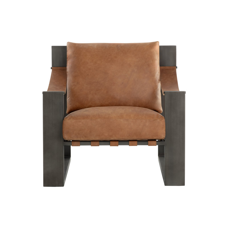 FAUTEUIL Berke - Bronze antique - Cuir, Brun