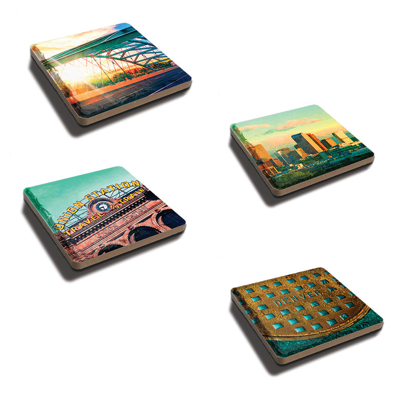 Stoneware Square 4 Piece Coaster Set