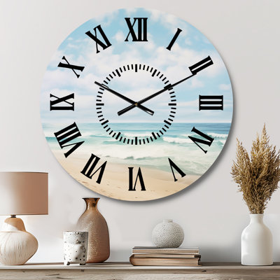 Beach Photo Coastal Tranquility III - Nautical & Beach Black Face Wall Clock