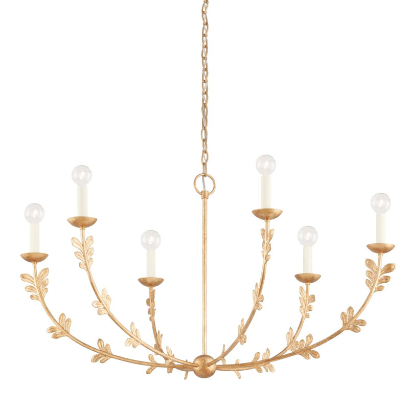 Lustre 6 lumières Florian, Feuille d'or rétro