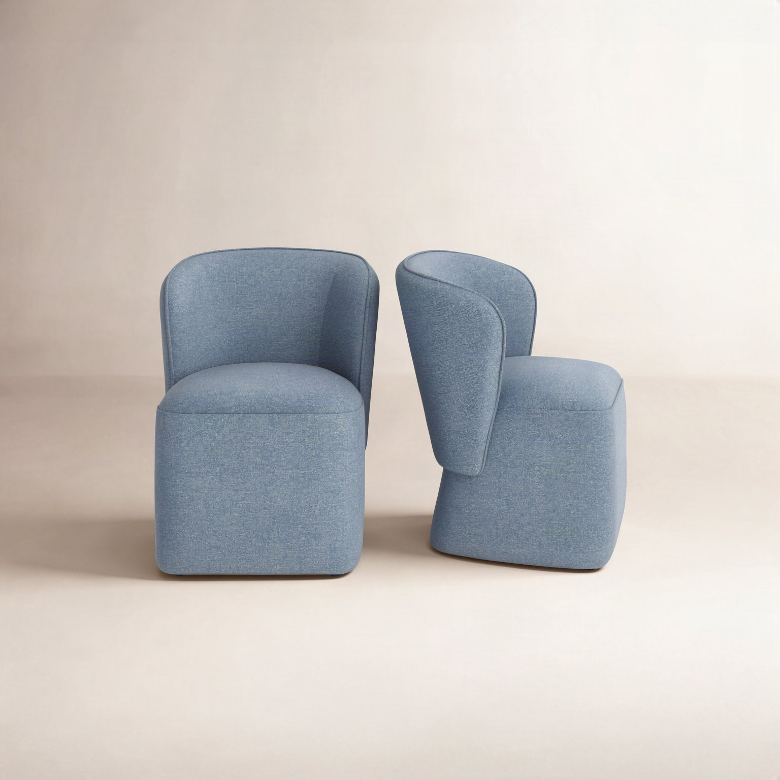 Niha Swivel Dining Chair, Nathan Capri Blue Tweed