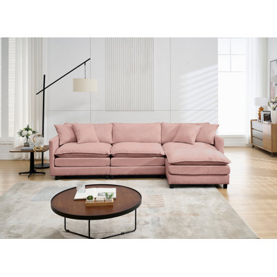 Canapé en chenille de 108 po en forme de L à structure modulaire, avec un design polyvalent qui s'adapte à tout espace intérieur, offrant un confort sans limite et un style contemporain.
