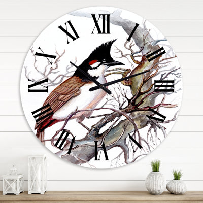 Rétro oiseau sur une branche - horloge murale traditionnelle