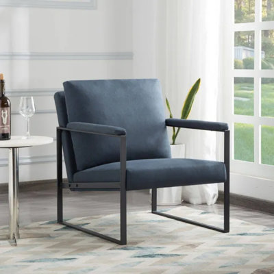 Fauteuil d'appoint avec structure en métal, fauteuil d'appoint rembourré moderne avec mousse haute densité, assemblage facile et emballage compressé pour le salon et la chambre à coucher