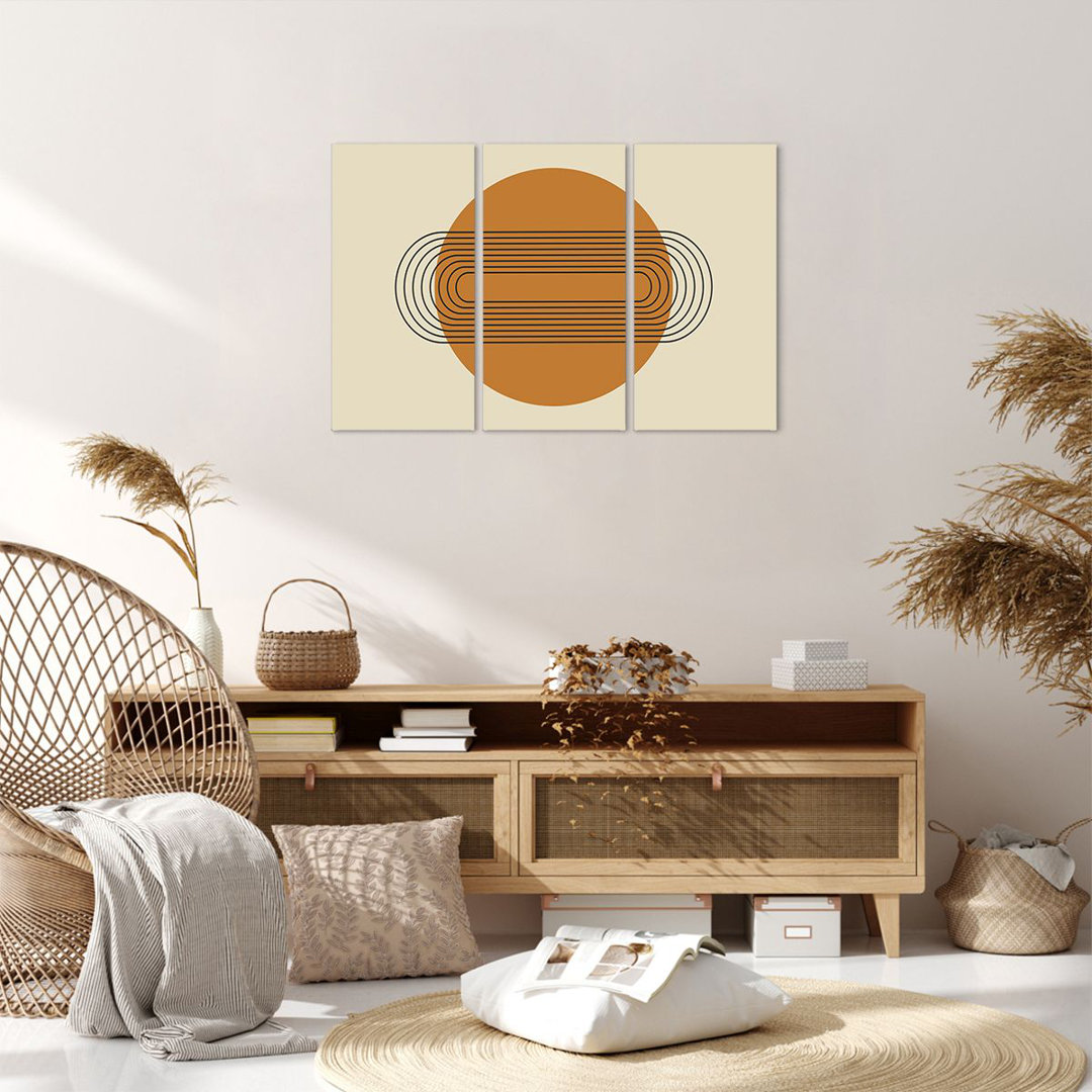 3-tlg. Leinwandbilder-Set Piece Geometric Orange