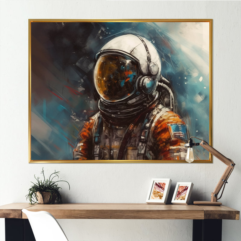 Fellow Astronauts III, reproduction d'art sur toile, L 32 po x H 24 po, Cadre flottant doré