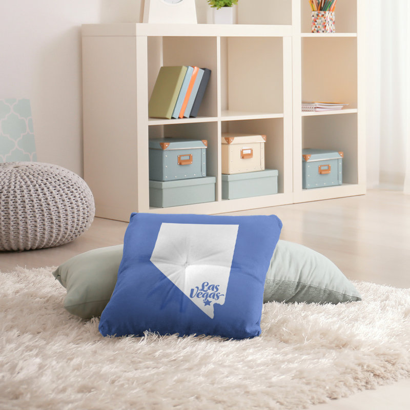 Coussin de sol touffeté nevada, 26 po x 26 po, Bleu, Las Vegas