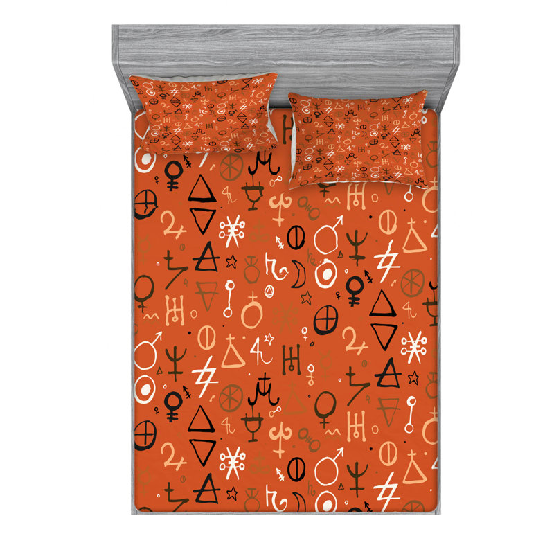Microfiber Geometric Sheet Set, Queen Sheet Set with Fitted Sheet