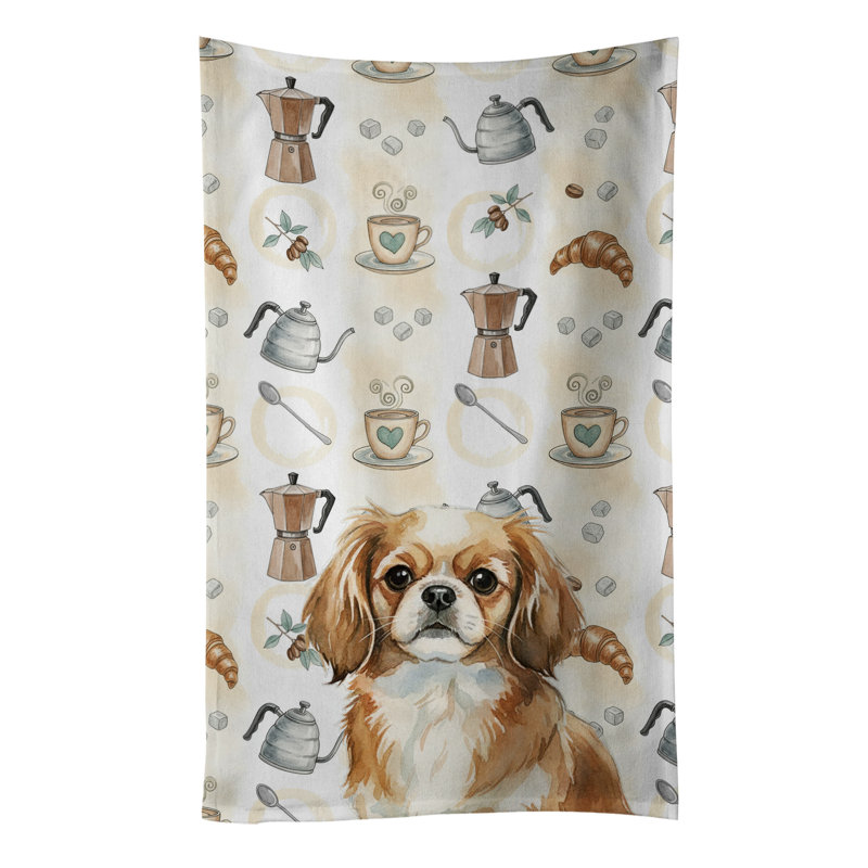 Tibetan Spaniel Coffee Bar Kitchen Towel, Tibetan Spaniel