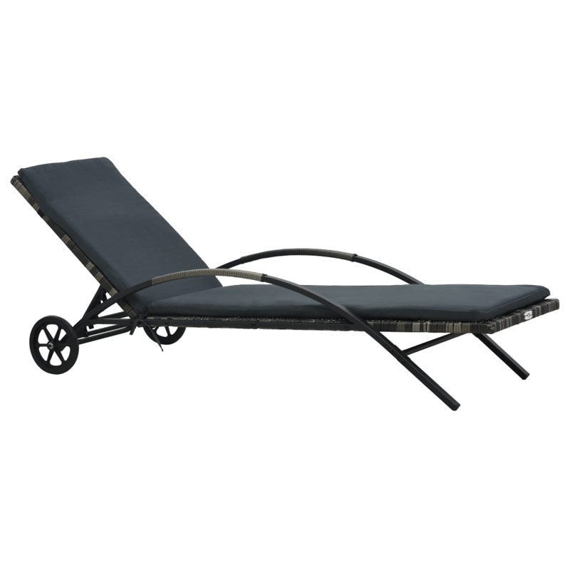 Vivanco 78.7" Long Reclining Single chaise with Cushions, Anthracite