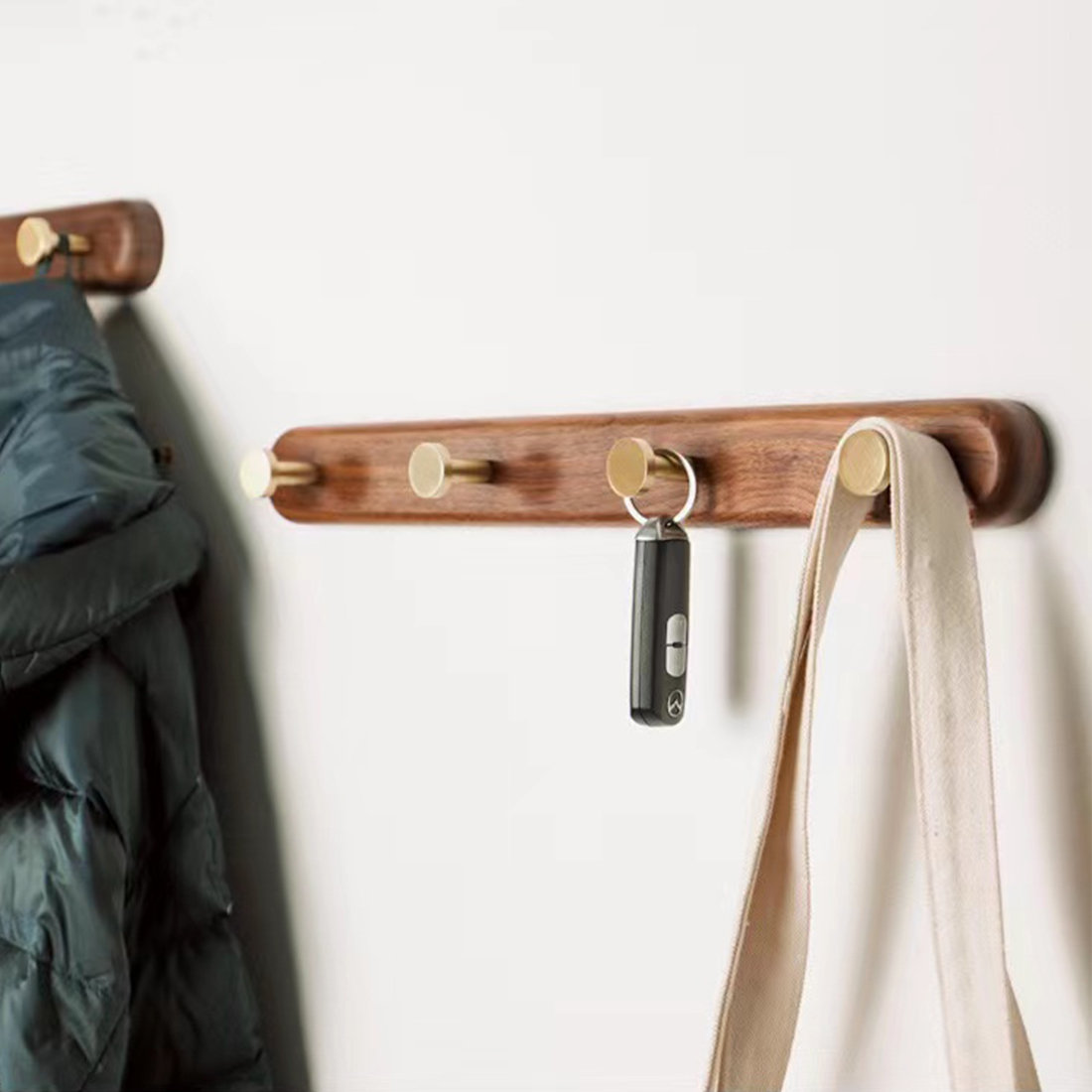 Ebern Designs Sebastyan Solid Wood Wall 4 Hook Wall Mounted Coat Rack