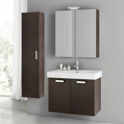 Cubical 2 29.7'' Single Bathroom Vanity with Ceramic Top, Wenge