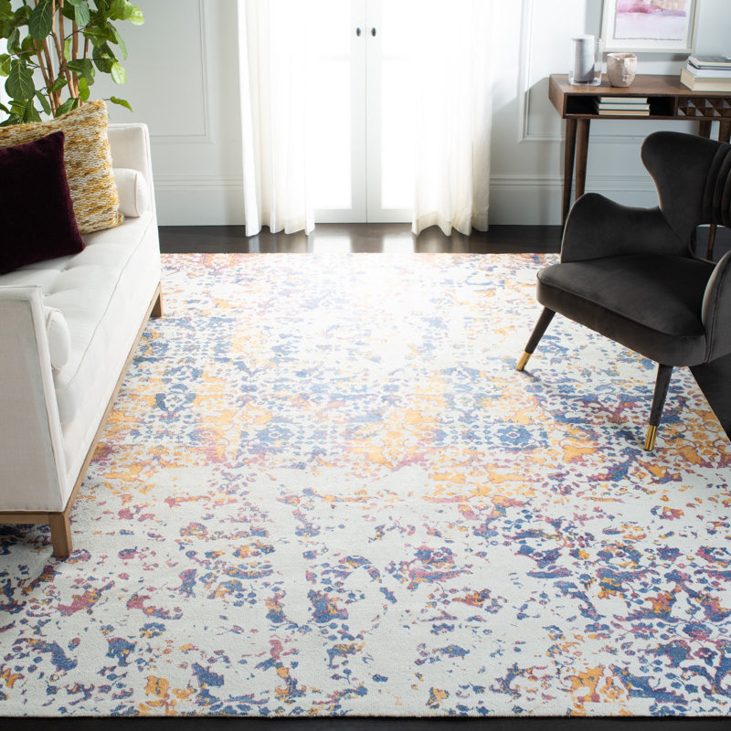Stahr Hand Tufted Viscose Geometric Rug, Rectangle 4' x 6'
