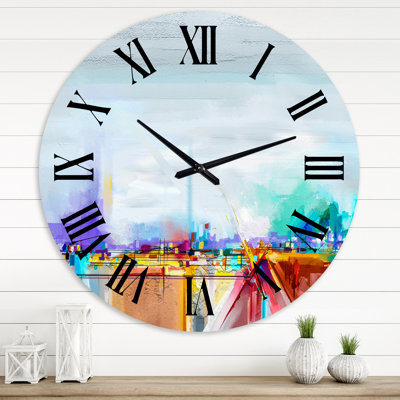 Abstrait coloré paysage marin V - horloge murale nautique et côtière