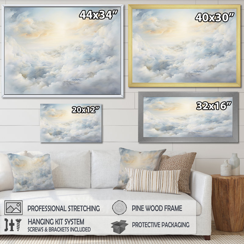 «Clouds Charm In Winter I», reproduction sur toile, H 12 po x l 20 po x P 1 po, Cadre simple argenté
