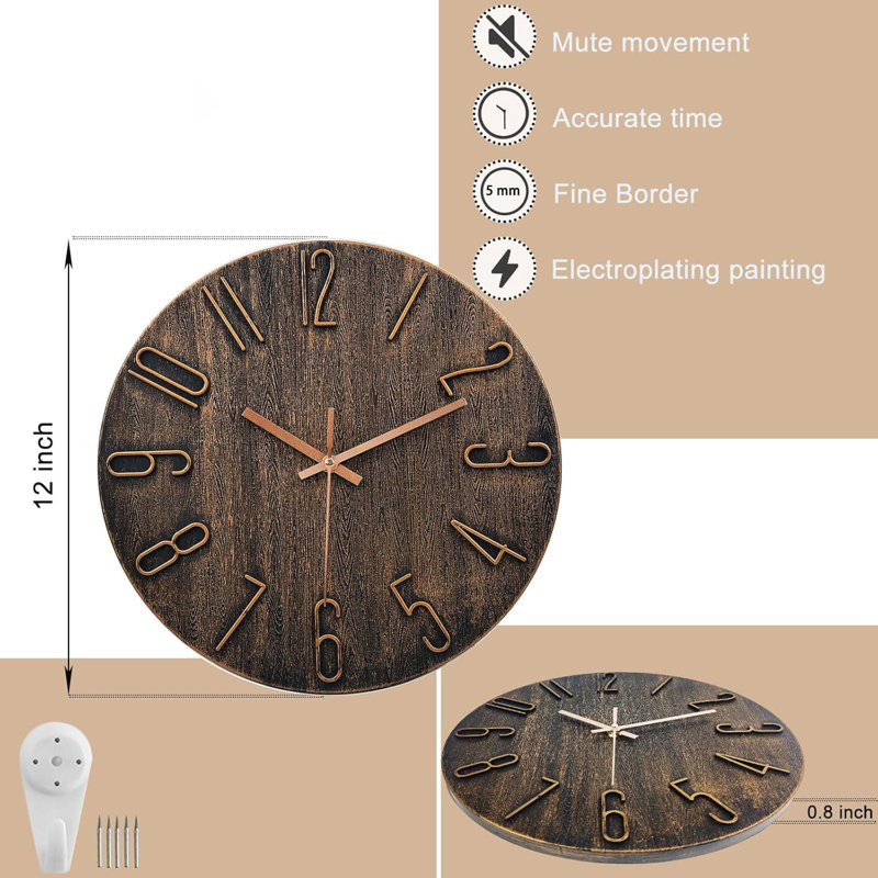 Bridjette Manufactured Wood Wall Clock