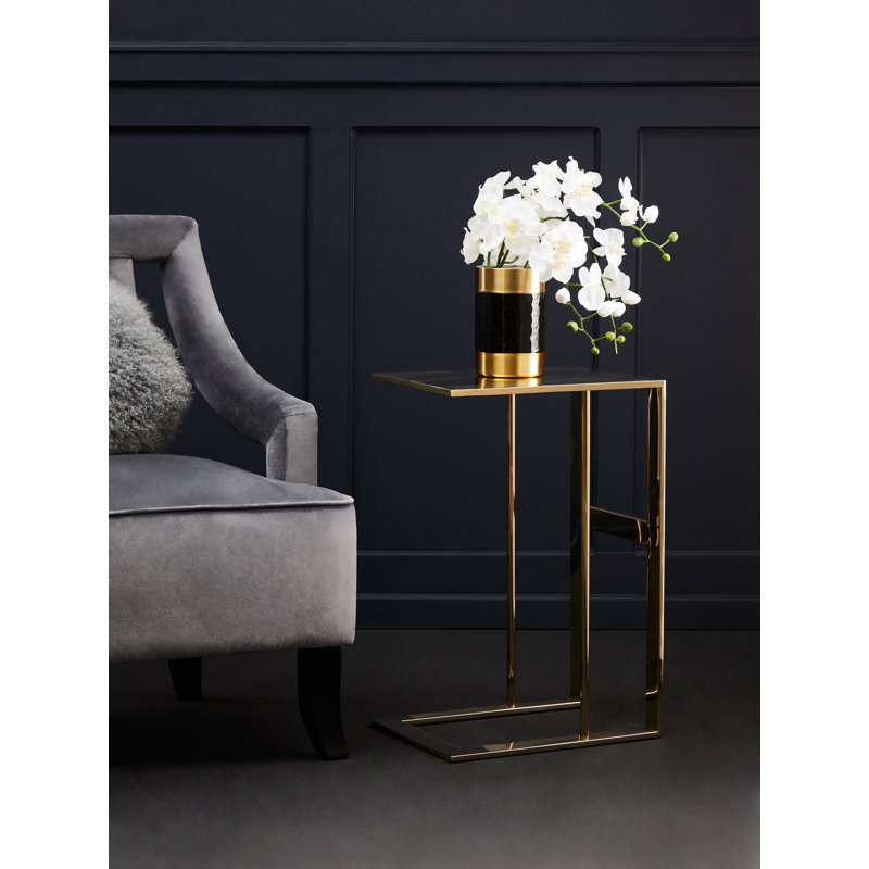 Bhodi End Table, White, Gold
