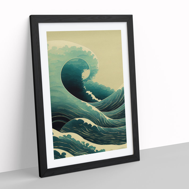 Magnificent Japanese Wave - Framed Print, 34cm H x 25cm W x 2cm D, Black