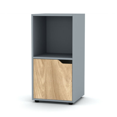 Tall 2 Cube Grey Bookcase + 1 Oak Door