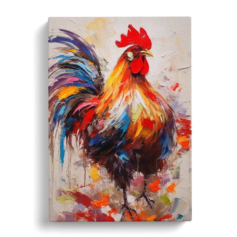 Rooster Gestural - No Frame Print, 76cm H x 50cm W x 3cm D