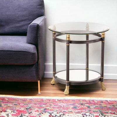 Table de bout ronde en verre gris 21 po Dingle