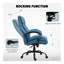 Fauteuil de direction ergonomique bleu avec accoudoirs rembourrés - Capacité de 485 lb, chaise pivotante à hauteur réglable pour le confort d'un bureau à domicile