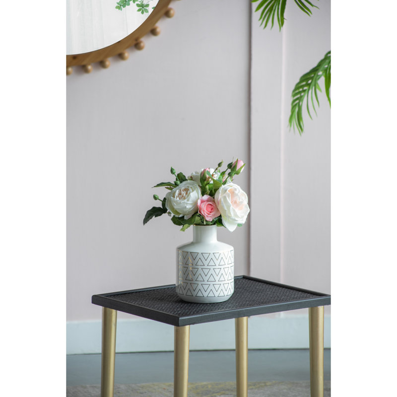 D5.9X7.9 "Vase rond blanc / or