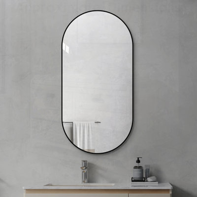 Bathroom Vanity Mirror Wall Mounted, Framed Wall Mirror for Bathroom, Vertical or Horizontal Hanging, Modern HD Mirror for Bedroom, Entryway