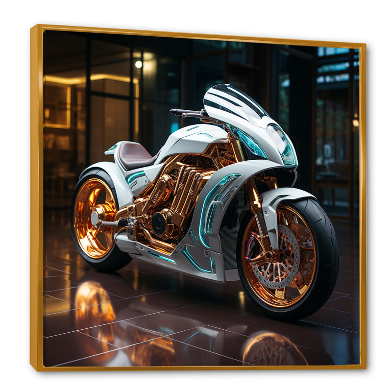 Futuriste Speedster II sur toile, Cadre flottant doré, H 30 po x l 30 po x P 1 po