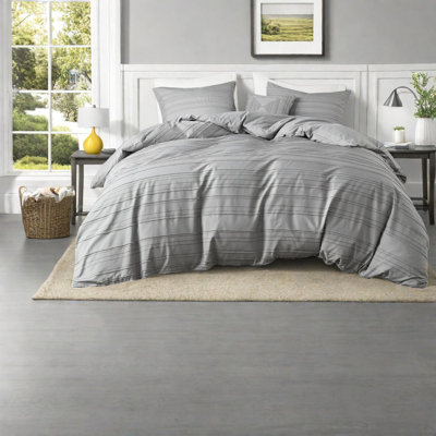 Ensemble de literie teinté gris moderne Modern, simple / simple TG, jacquard en polyester avec coussin décoratif
