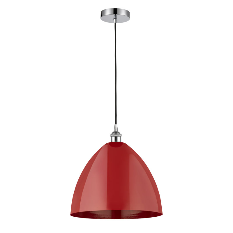 Luminaire suspendu conique à 1 lumière Schiavone, Chrome poli, Rouge