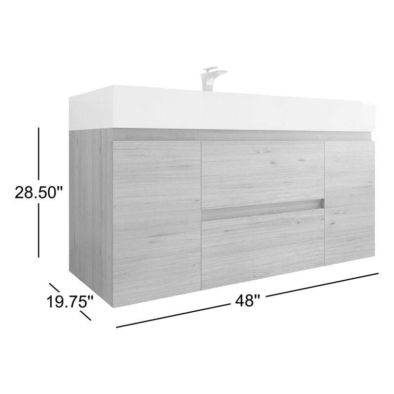 Babajide Bathroom Vanity with Acrylic Top, Natural Oak