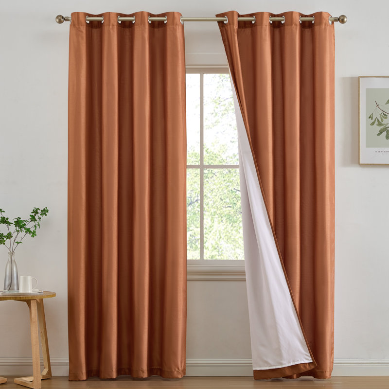 Eisenhart Semi Sheer Curtain Pair, 54" W x 96" L, Terracotta Orange