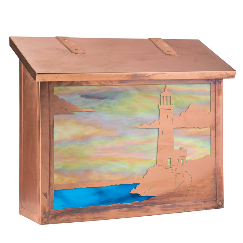 Brass Wall Mounted Mailbox, Old Penny, Gold Iridescent